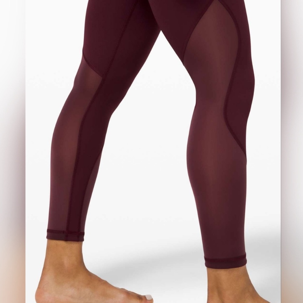 Lululemon Wunder Under High Rise Tight Leggings Chiffon Mesh Cassis - Picture 11 of 12